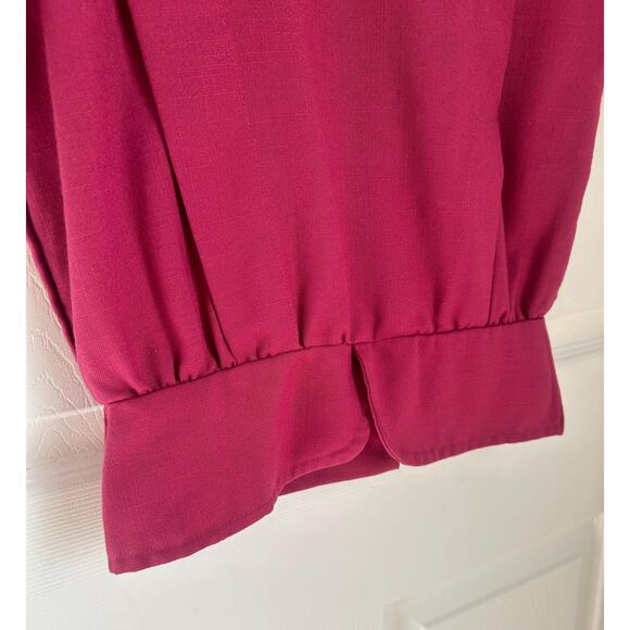 Vintage 1980's Short Sleeve Raspberry Blouse Size Small | Button Down Back Top - Picture 3 of 6